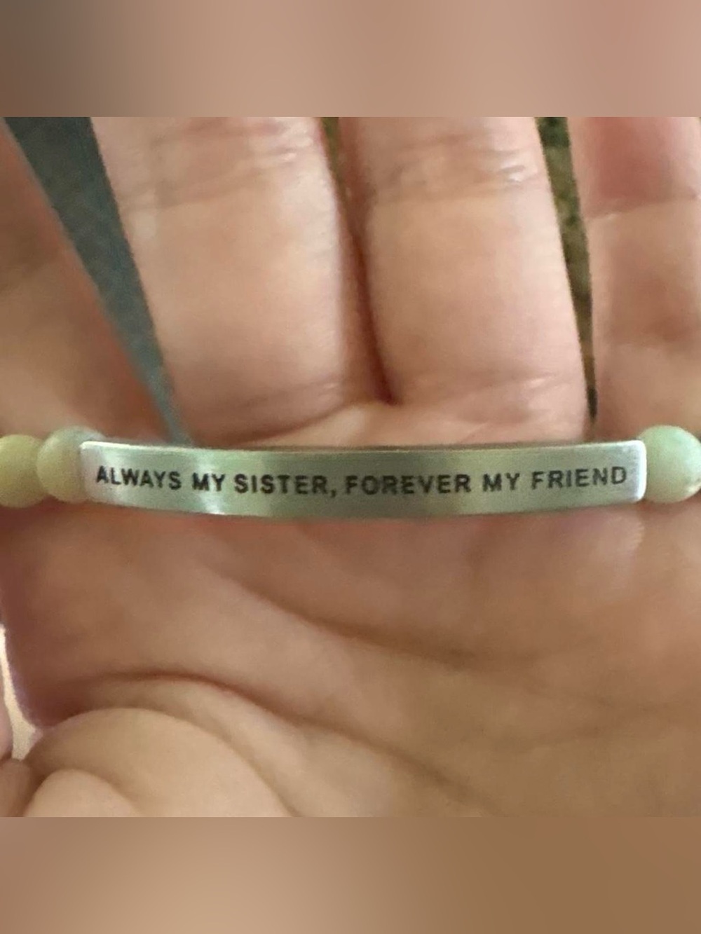 “Always My Sister, Forever My Friend” Silver Tone Beaded Cuff Bracelet